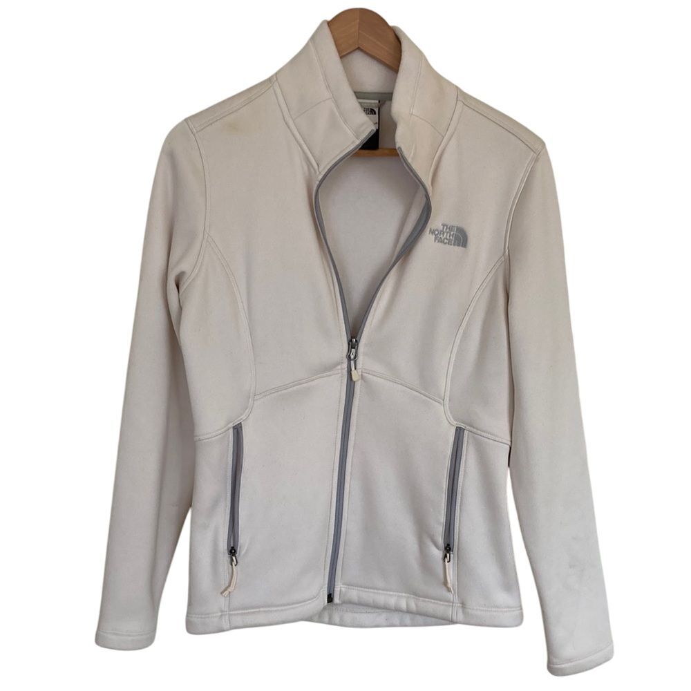 The‎ North Face Full Zip Jacket Womens Size Medium White Cream Silver